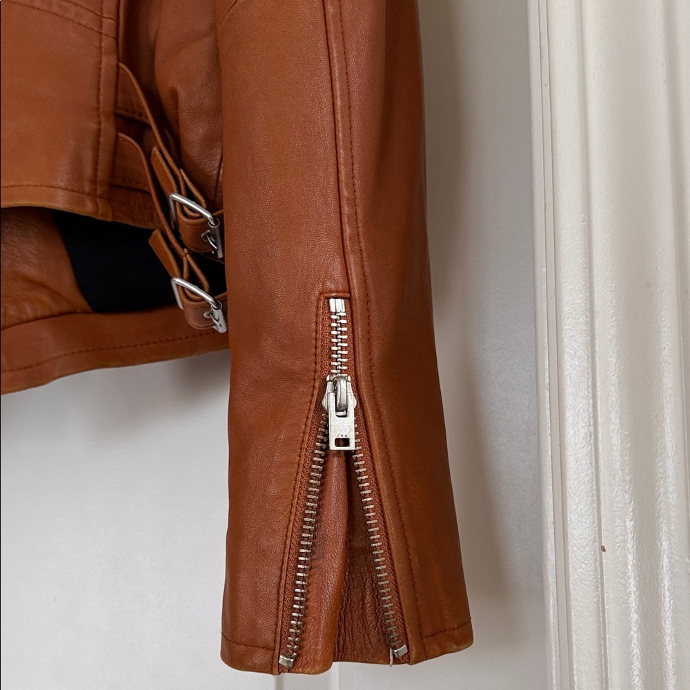 IRO Ashville Camel Brown Leather Jacket with Silver Accents - Picture 5 of 12